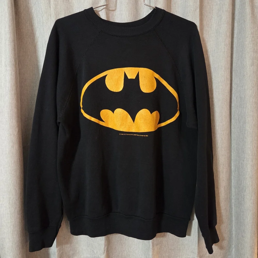Vintage 1964 Batman DC Comics Crewneck Sweatshirt Men's Sz M/L  Black WORN‎ THIN